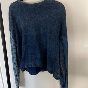 Free People We the Free size Large blue distresses different sleeves sweatshirt